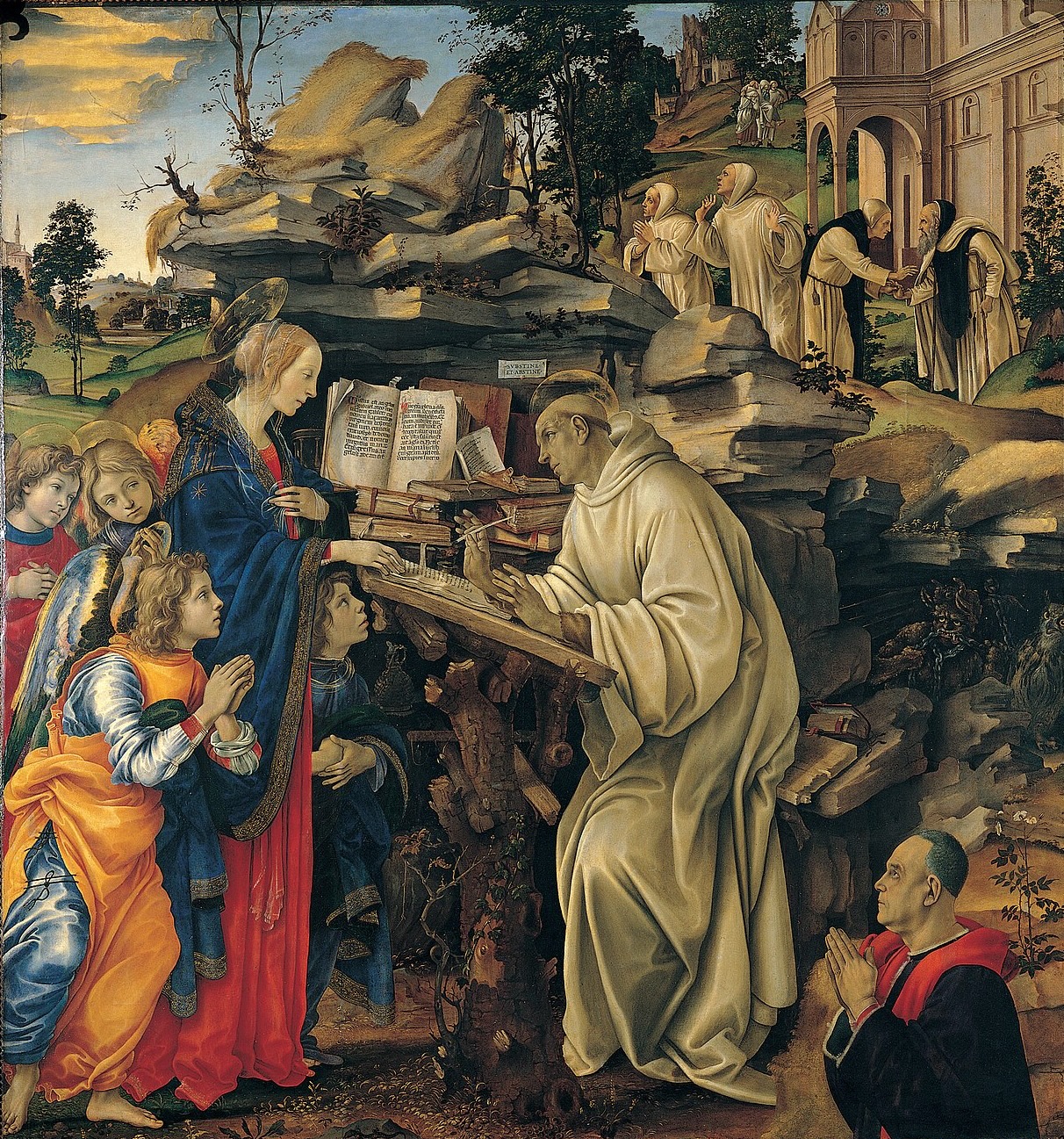 A Visão de São Bernardo (ou a Aparição da Virgem a São Bernardo) de Filippino Lippi, 1485-1487 [Badìa Fiorentina, Florença, Itália]